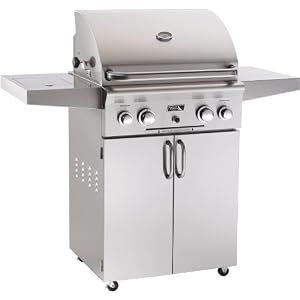 American Outdoor Grill 24 Inch Natural Gas Grill W/ Rotisserie & Side Burner On Cart