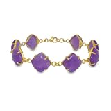 Gold Overlay Sterling Silver Lavender Jade Cushion Shape Linked Bracelet 7.5