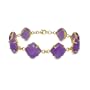 Gold Plated Sterling Silver Lavender Jade Cushion Shape Linked Bracelet 7.5"