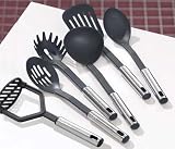 6 piece chrome and nylon kitchen tool set