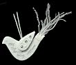 White Felt Inspirational Sequined "Happiness" Dove Christmas Ornament