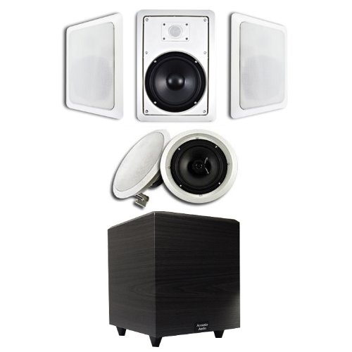 (5) 8 In-Wall Speakers (HT-85) w/10 Powered Sub (PSW10) by Acoustic Audio (5) 8 In-Wall Speakers (HT-85) w/10 Powered Sub (PSW10) by Acoustic Audio