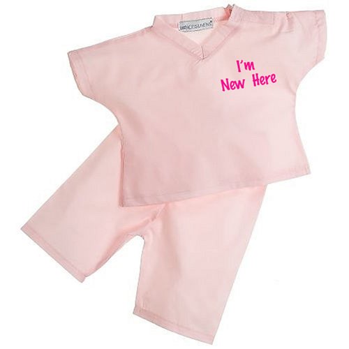 Princess Linens I'm New Here Scrubs Candystriper Pink, 12-18 Months