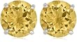 Sterling Silver 8mm Round Citrine Earrings