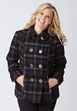 Avenue Plus Size Cropped Plaid Wool Peacoat