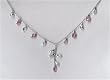 Pink CZ Briolette Y Silver Necklace With Cluster