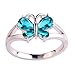 Psiroy 925 Sterling Silver Plated Created Green Topaz Filled Butterfly Ring Size 7