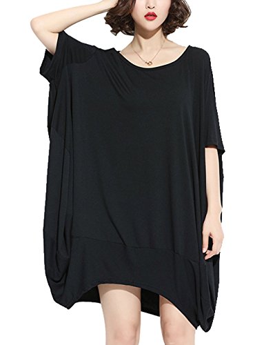 ELLAZHU Women Mid-Long Personality Hem Solid Oversize T-shirt GA200