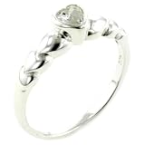 Sterling Silver Heart Cz Promise Solitaire Ring