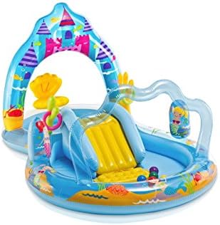 Kids Slide Mermaid Kingdom Castle Kiddie Slide Float Play Center with Spray Inflatable Toddler Water child Infant Lounge