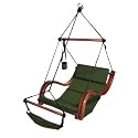 Green Hammock Hanging Chair Porch/Patio Swing with Wooden Armrest