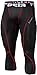 TSLA Men's Compression 3/4 Capri Pants Baselayer Cool Dry Sports Running Yoga Tights, Zero(p15) - Black & Red, 2X-Large.