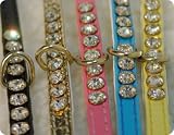 Rhinestone Dog Collar - Dainty 1/4" Wide - 12" - PINK Fathers Day Idea