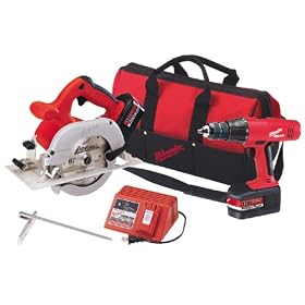 Milwaukee 6310-28 18 Volt Circular Saw and Hammer-Drill Combo Kit with Contractor Bag