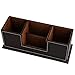 HOMETEK PU Leather Desktop Storage Box 4 Compartment Desk Organizer Card/Pen/Pencil/Mobile Phone/Remote Controller/Cosmetics Office Supplies Holder Collection Desktop Organizer (Brown)
