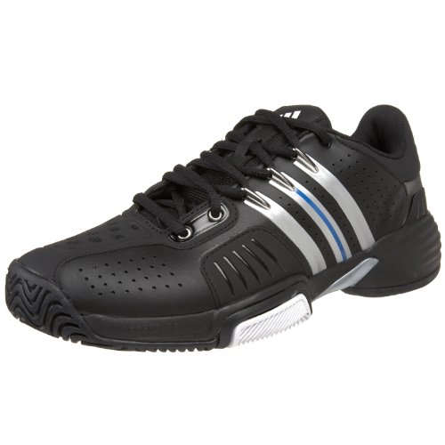 adidas Men's Barricade Team Tennis Shoe,Black/Metallic Silver/Blue Beauty,9.5 M US