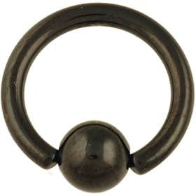 One PVD Stainless Steel Captive Bead Ring: 12g 5/8" Black