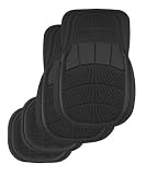 Kraco K4504ABLK Black Multi-Season Rubber Universal Fit Floor Mats, 4 piece
