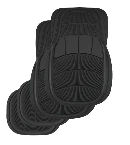 Kraco K4504ABLK Black Multi-Season Rubber Universal Fit Floor Mats, 4 piece