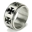 Black Iron Cross Men's Stainless Steel Wedding Band Ring 11mm