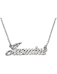 Name Necklaces Jasmine - Personalized Necklace White Gold Plated 18K, Belcher Chain, 2mm Thick