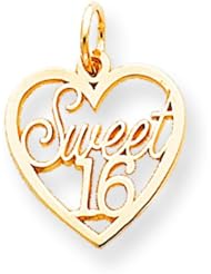 10K Yellow Gold Sweet 16 in Heart Charm Birthday