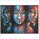 CraftNetwork - Bali Art - Three Buddha Heads Painting