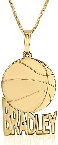 Gold Basketball Stud Name Necklace Pendant - Personalized, Customized Any Name