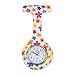 Cute High Quality Brooch / Fob Watch For Health Care Workers, Nurses And Doctors In White Silicone Hygienic Protection Cover For Infections Control With Flowers Patterns / Designs In Many Colors By VAGA