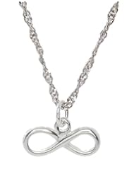 Sterling Silver Simple Infinity Symbol Charm with Thin Singapore Chain Necklace