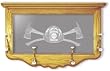 Wall Mounted Etched Mirror Coat Rack - Firefighter Tribute Etching - Solid Oak, Hand-Rubbed Finish, 30 x 18 inches