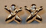 Crystal Crossed Pins Post Earrings