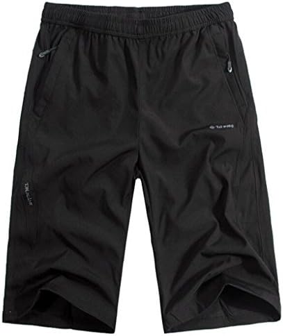 Taiw Men's Solid Stretch Flat Front Lel Plain Cargo Elastic Waist Sport Short
