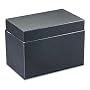 Steel Card File Box with Hinged Lid Holds Approximately 400 4 x 6 Cards, Black