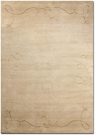 5'7"x8'9" Citrine, Beige/Gray Color Wool and Silk 100 Knot Hand Made, Barbara Barry Variations Tufenkian Tibetan Rug, Melody Citrine Design