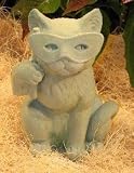 Cast Stone KITTEN CAT Statue MARDI GRAS Party MASK Feline Garden Cement Sculpture