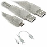 Ex-Pro� USB Cable - Dual Power, 2 x Type A to Micro B, USB 2.0, 1m. Provides additional USB power to high draw devices using Micro B (Eg External Hard Drives etc..)by Ex-Pro