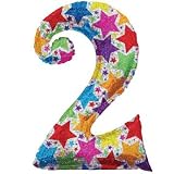 Holographic #2 Shaped 40 Foil Balloon Party Supplies