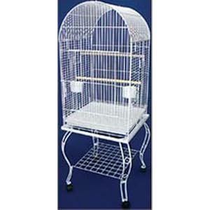 New Parrot Bird Cage Cages Dome W/stand on Wheels 20×20x58, White