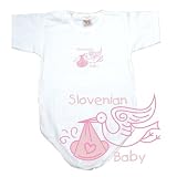 BABY BODYSUIT WHITE  PINK STORK SLOVENIAN  SLOVENIA 3 - 6 Months