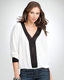 bebe Satin & Tulle Trim Blouse