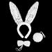 White Plush Sequin Bunny Ears Costume Set ~ Bunny Rabbit Costume Accessories