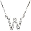 14K White Gold Diamond Initial Necklace "W"