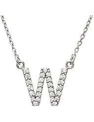 14K White Gold Diamond Initial Necklace "W" -- LIFETIME WARRANTY
