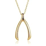 Bling Jewelry 925 Gold Vermeil Wishbone Pendant Pendant Necklace Chain 16 inch