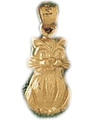 Dazzlers Solid 14k Gold Cat Charm Pendant Available in three colors from jewelsberry (weights: 1.4 grams only)