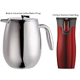 Bodum Columbia Colombian Coffee Maker 8 Cup French Press + Contigo Autoseal Stainless... by Bodum, Contigo