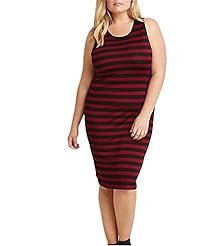 Plus Size Sleeveless Striped Print Mini Dress 