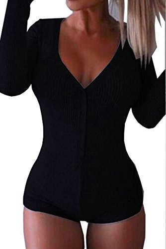Women's Long Sleeve Bodysuit Polyester Cotton V-Neck top Leotard top Jumpsuit