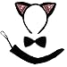 SeasonsTrading Pink Sequin Black Cat Ears, Tail & Bow Tie Costume Set